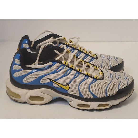 Nike Men's 11 Air Max Plus Tn Paradise White Yellow Blue Sneakers 604133-133 - Picture 4 of 7
